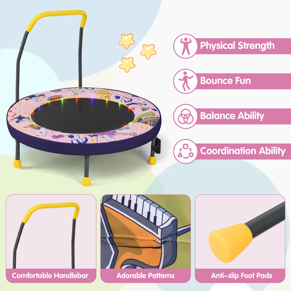 Costway Pink Kids Folding Mini Trampoline Image 7