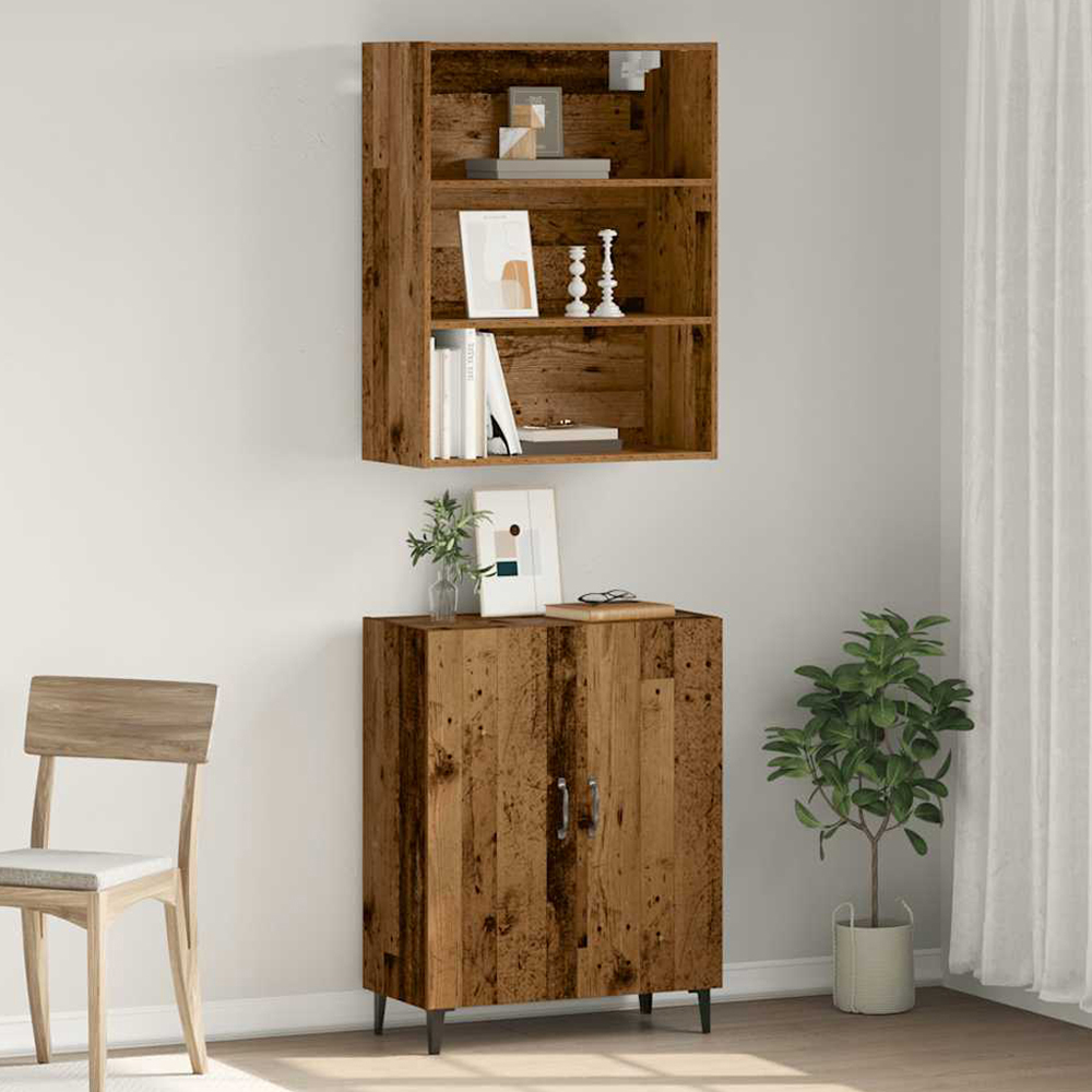 vidaXL 2 Door Old Wood Sideboard with Wall Cabinet Image 1