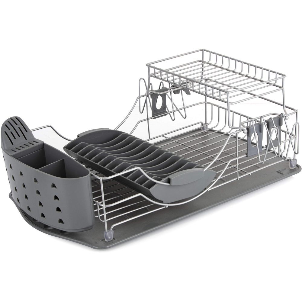 Sturdy Hard Plastic Red Sink Set Dish Rack with Drainer & Drainboard, Easy  to Clean with Snap Lock Tab Cup Holders for Home Kitchen Sink Organizer