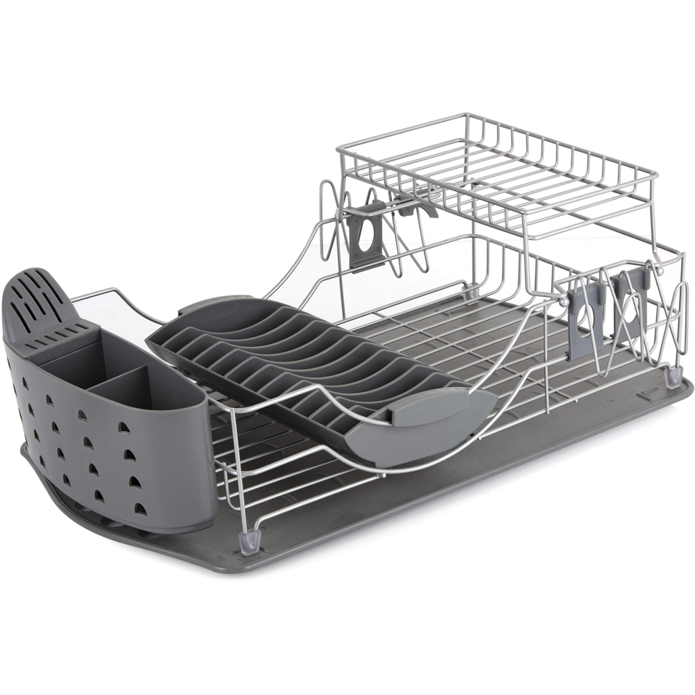 Tower 2 Tier Grey Compact Dish Rack Image 1