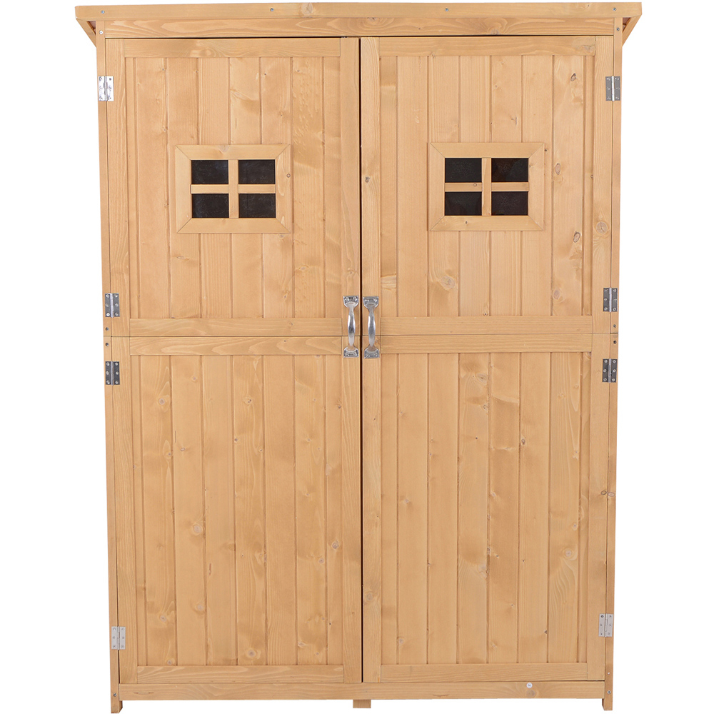 Outsunny 4 x 1.6ft Natural Wooden Pent Garden Shed Image 3