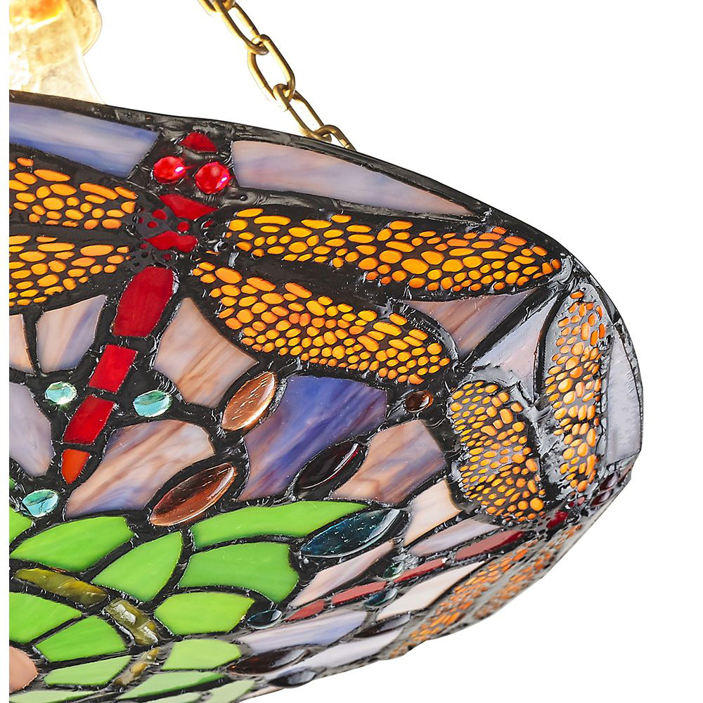 Happy Homewares Traditional Multicolour Dragonfly Tiffany Glass Pendant Shade Image 3