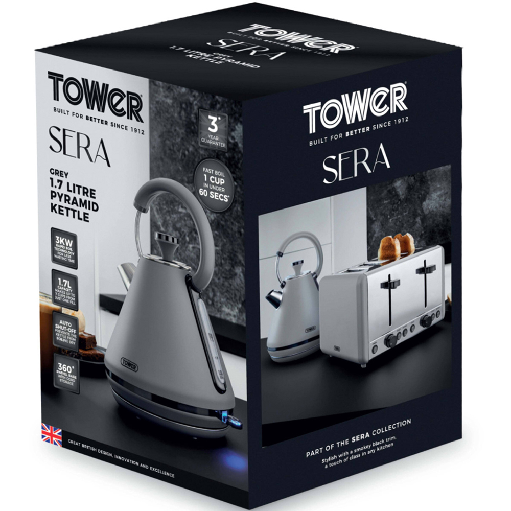 Tower Sera T10079GRY Grey 1.7L Pyramid Kettle Image 2