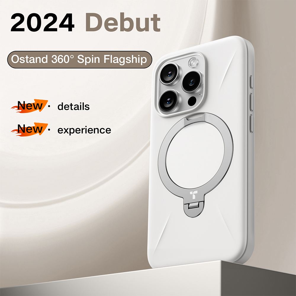 Torras Ostand Spin White iPhone 16 Pro Max Fusion Phone Case Image 4