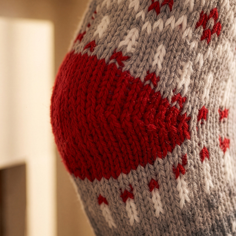 Dibor Grey Fair Isle Nostalgia Knit Christmas Stocking Image 3