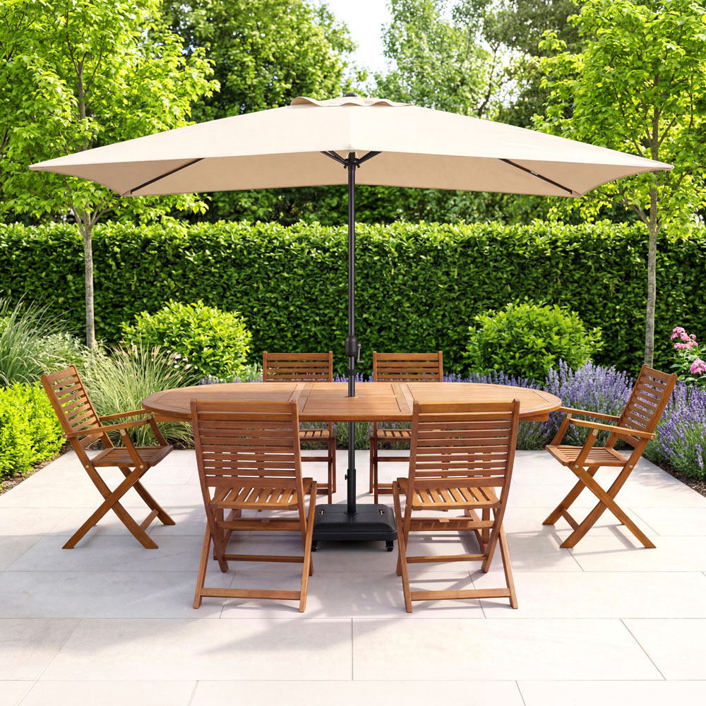 Charles Bentley Beige Rectangle Crank Parasol 3m Image 2