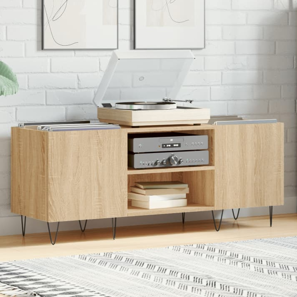 vidaXL 2 Shelf Sonoma Oak Record Cabinet Image 1