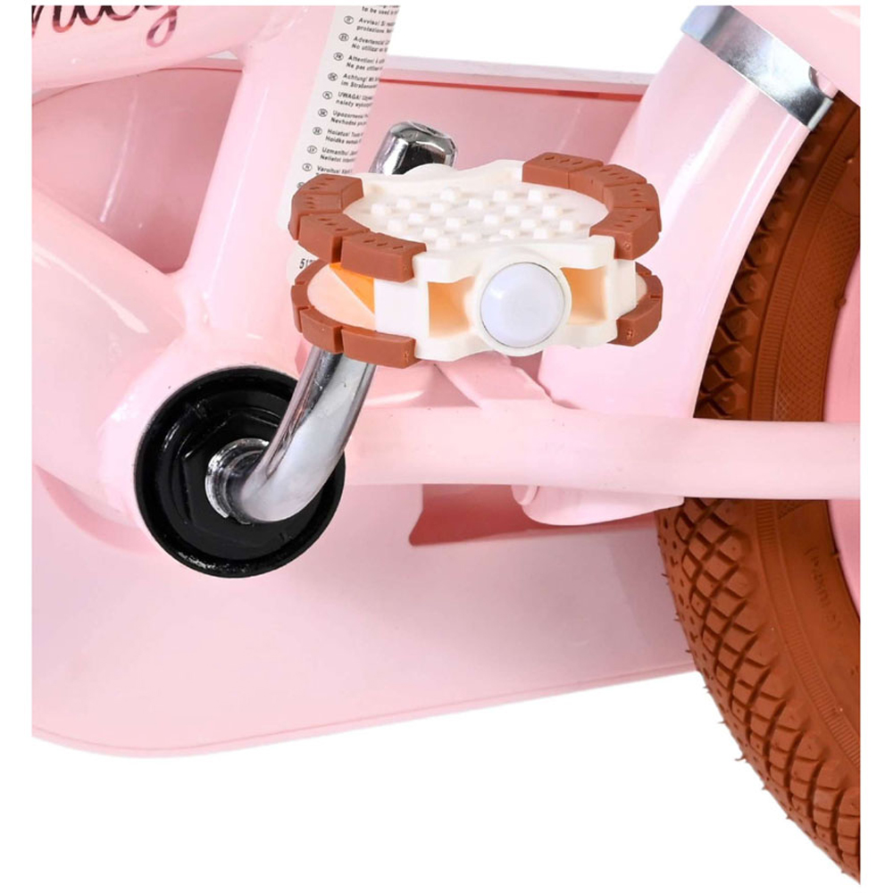 Volare Ashley Kids 12 inch Pink Pastel Bike with Stabilisers Rack and Basket Image 9