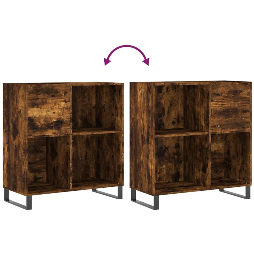 vidaXL 3 Shelf Smoked Oak Record Cabinet Image 7