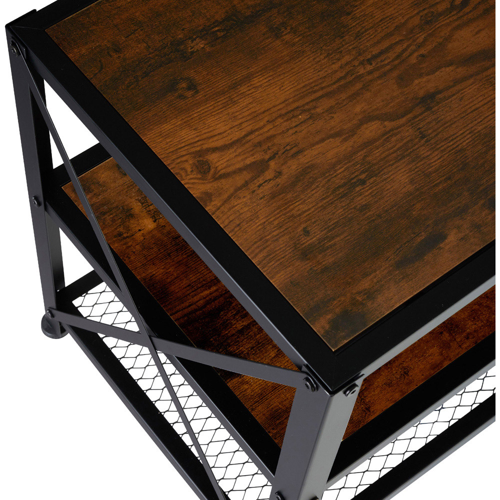 tectake 3 Shelf Dark Wooden and Steel TV Stand Image 7