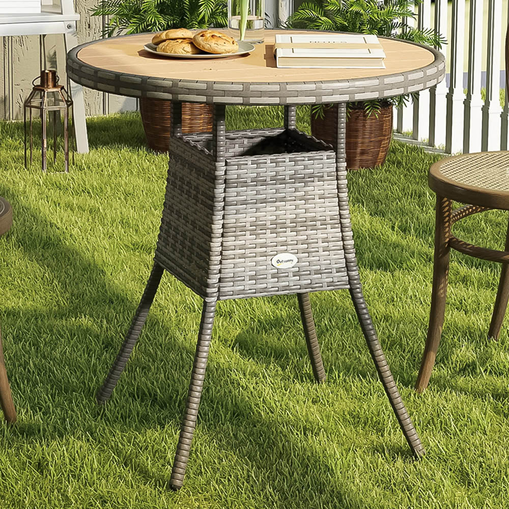 Outsunny 2 Seater PE Rattan Garden Dining Table Natural Image 1