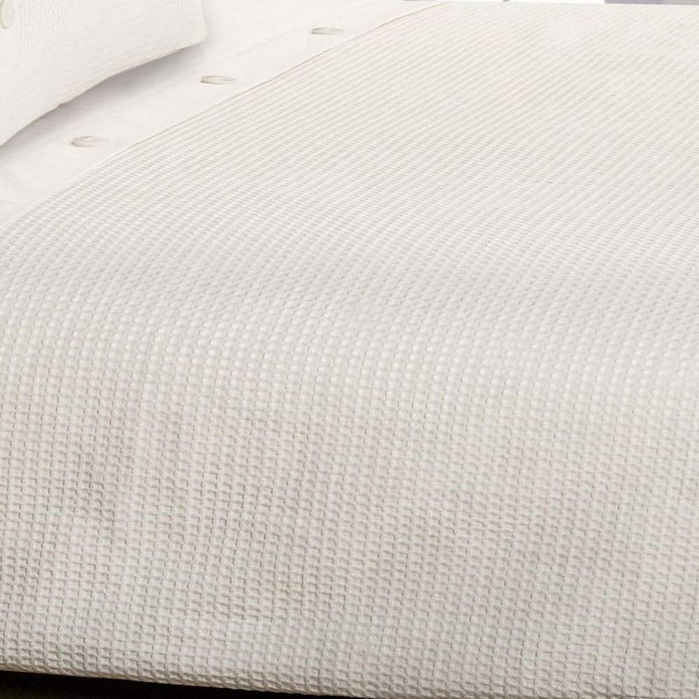 Intimates Super King Size White Textured Waffle Button Duvet Cover Set Image 3