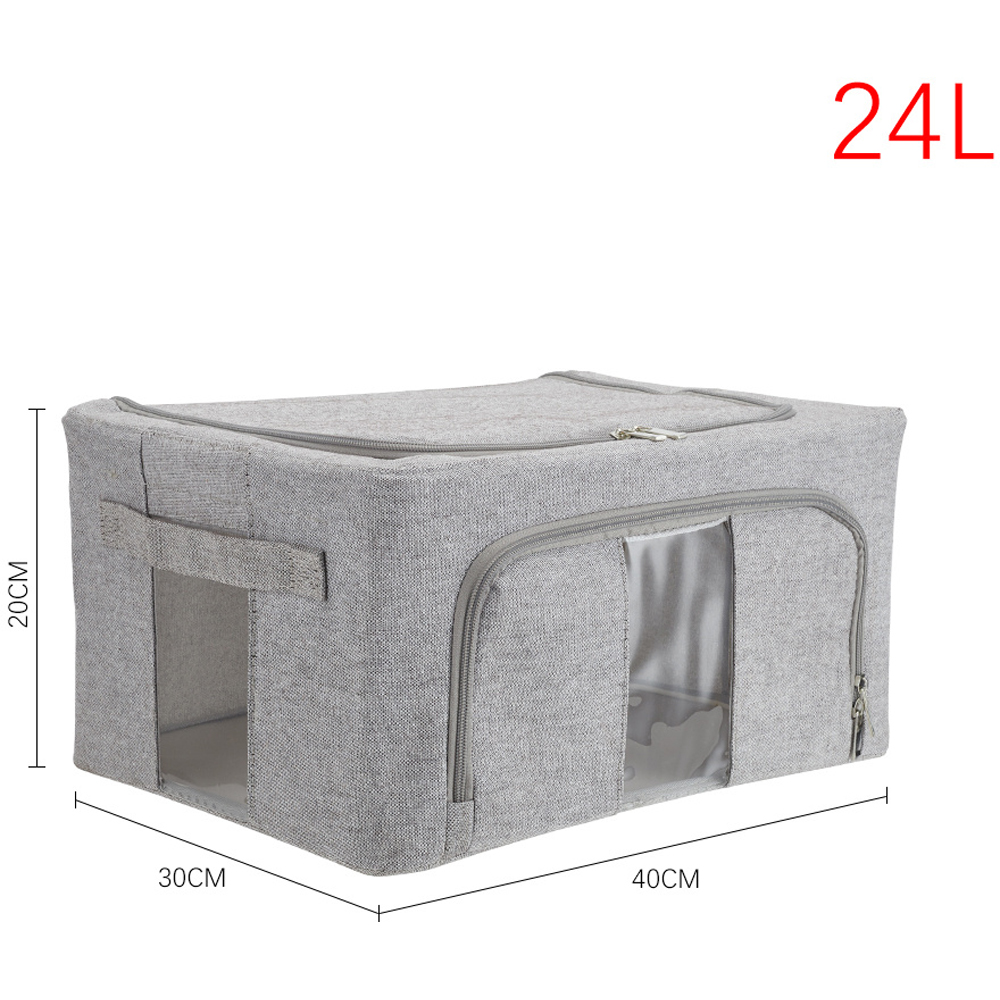 H&O Direct Grey Metal Frame Clothes Storage Box with Viewing Window Image 5