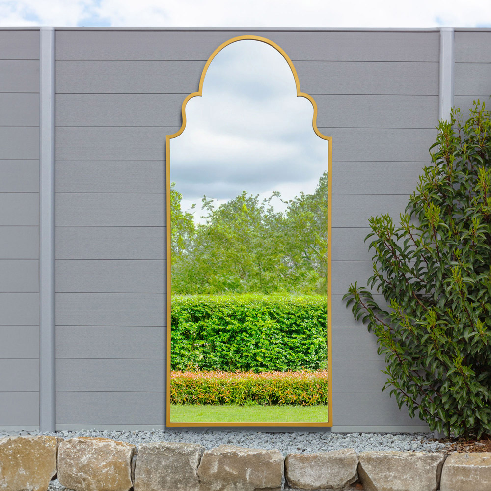 MirrorOutlet The Arcus Gold Framed Arched Leaner and Wall Garden Mirror 200 x 85cm Image 5