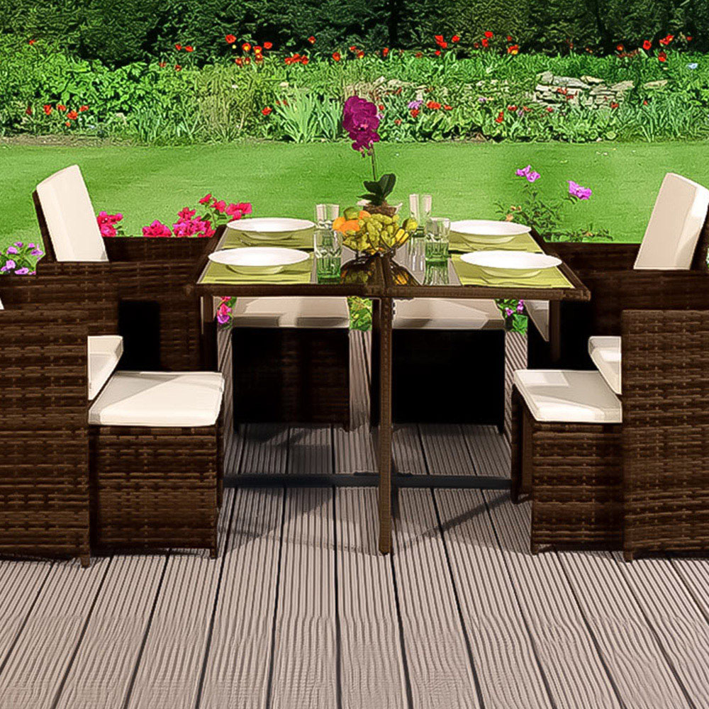 Brooklyn Cube Gold 4 Seater Garden Dining Set Image 2