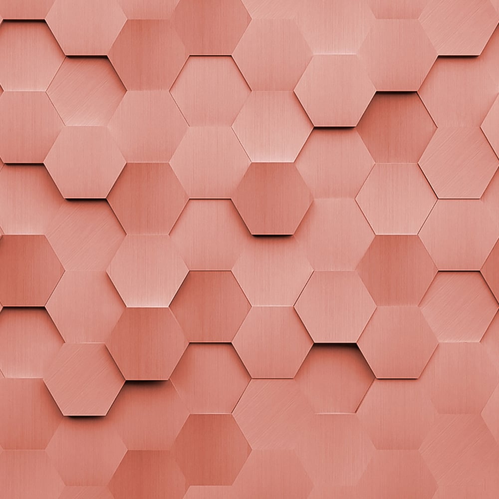 Origin Murals Metal Hexagons Orange Wall Mural Image 2