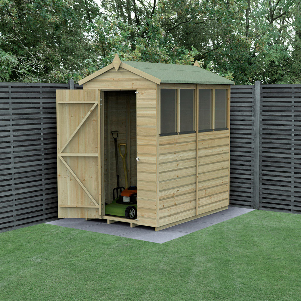 Forest Garden 4 x 6ft 4 Window Beckwood Apex Shed Image 2