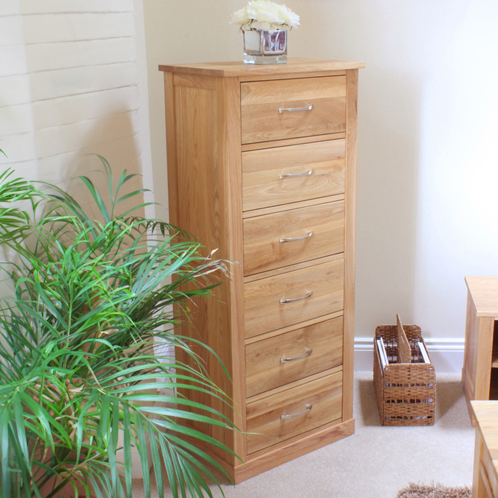 Baumhaus Mobel 6 Drawer Oak Tallboy Chest of Drawers Image 4