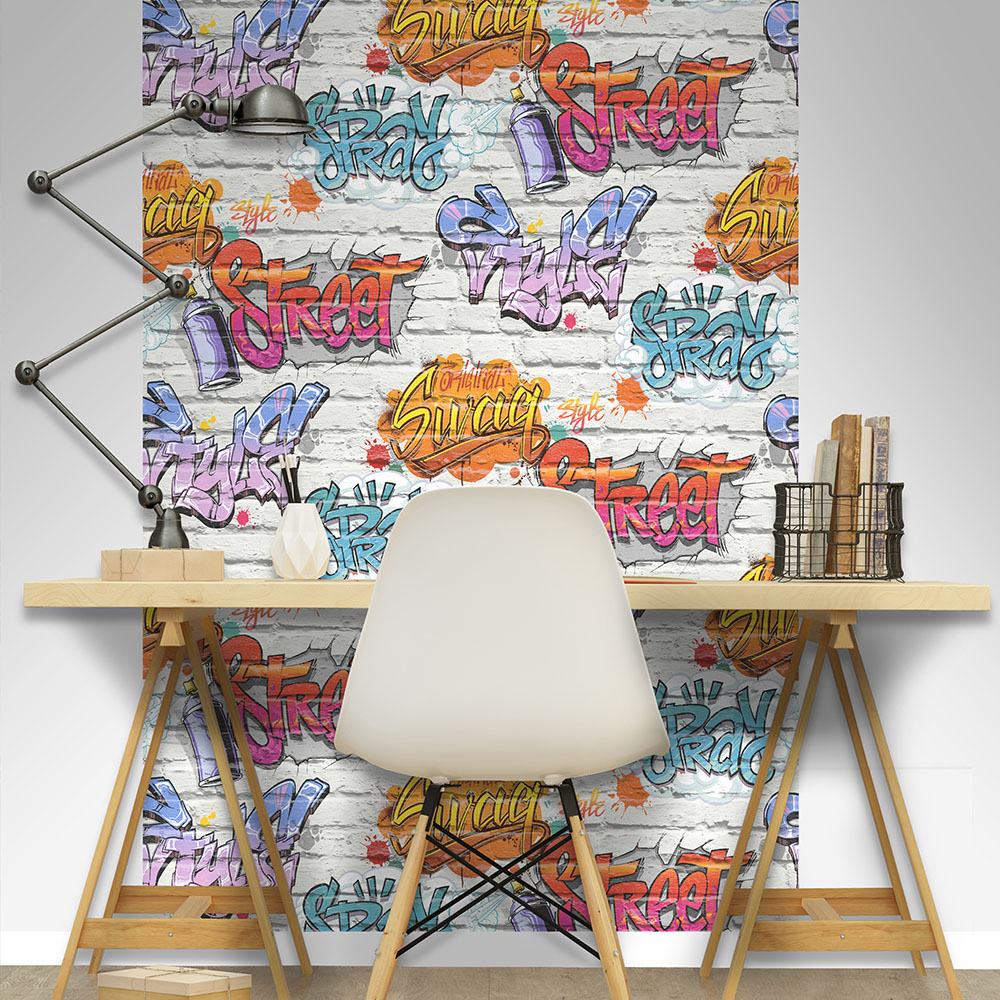 Muriva Street Style Multicolour Wallpaper Image 2