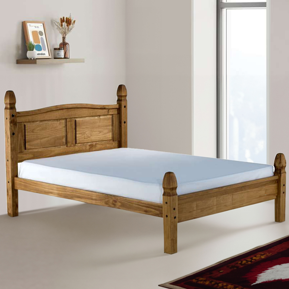 Birlea Corona King Size Natural Wax Low End Bed Frame Image 1