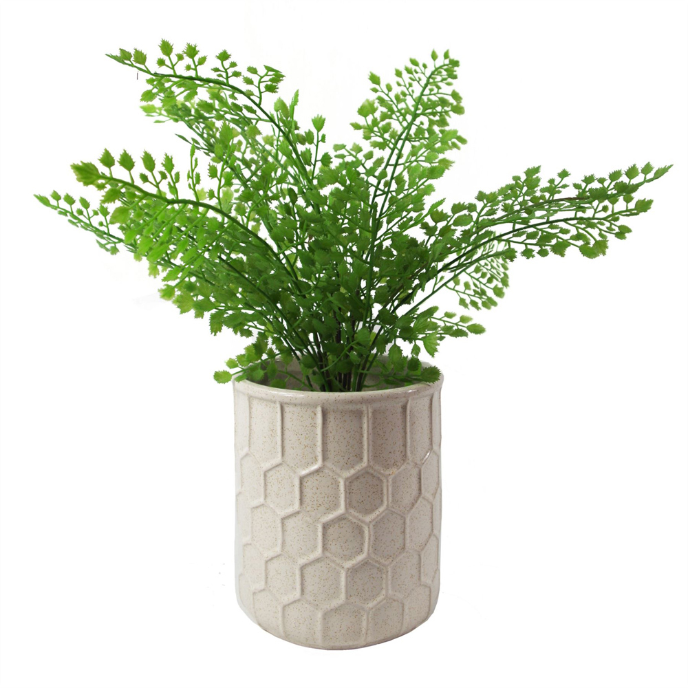 Leaf White Honeycomb Ceramic Planter 16cm Image 2