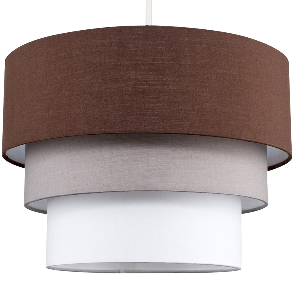 ValueLights Aztec 3 Tier Brown Fabric Ceiling Light Shade Image 1
