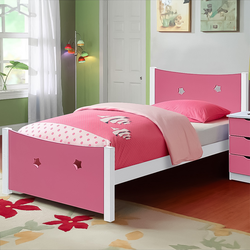 Brooklyn Single Pink Wooden Star Childrens Bed Frame Image 1