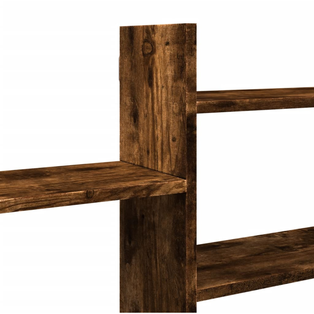 vidaXL 7 Shelf Smoked Oak Wall Shelf Image 6