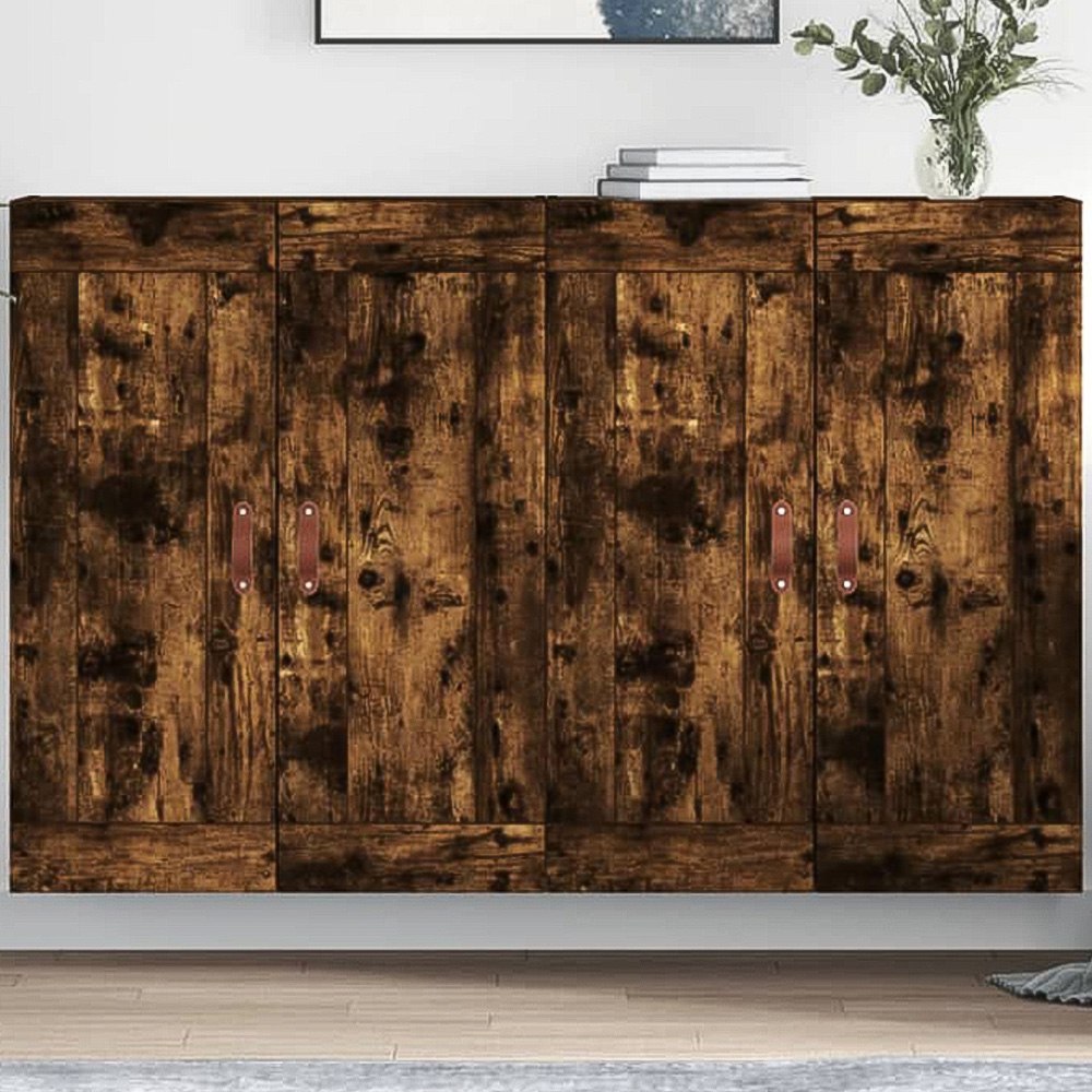 vidaXL 2 Door Brown Smoked Oak Wall Mounted Cabinet 2 Pack Image 1
