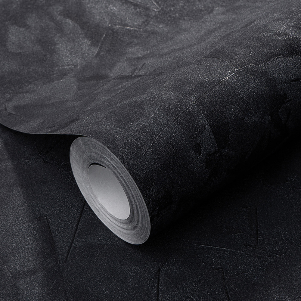 Erismann Crushed Silk Effect Contemporary Black Wallpaper Image 2