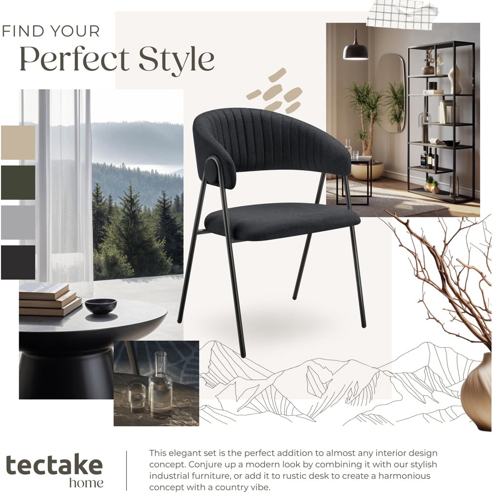 tectake Bedano Set of 4 Black Dining Chair Image 8