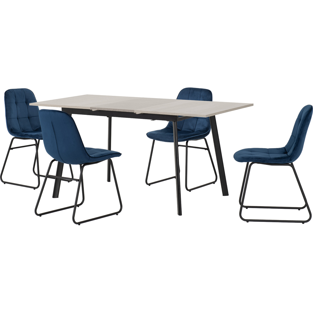 Seconique Avery Lukas 4 Seater Extending Dining Set Concrete and Sapphire Blue Image 2