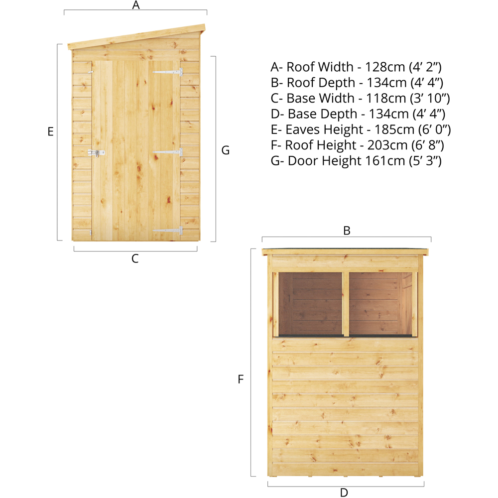 Mercia 4 x 4ft Shiplap Pent Shed Image 7