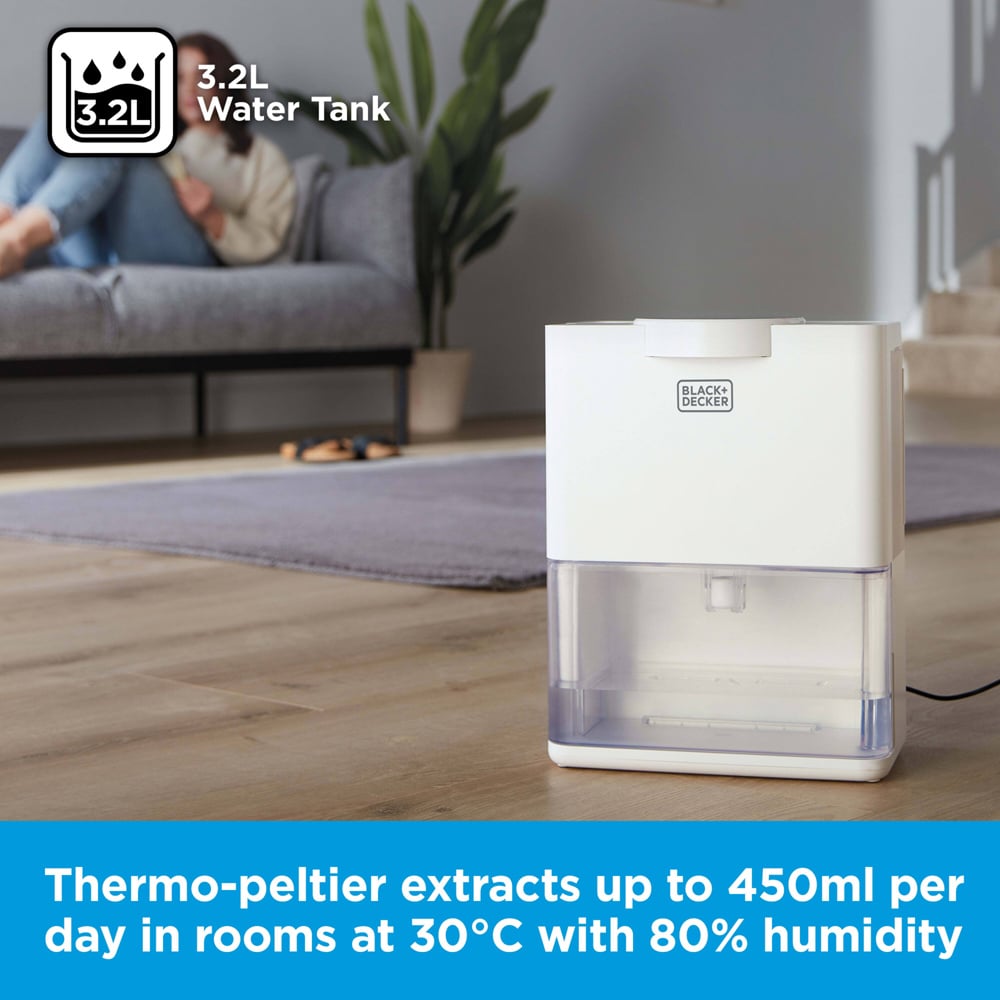 Black+Decker 2-in-1 3.2L Smart Dehumidifier with Air Purifier Image 5