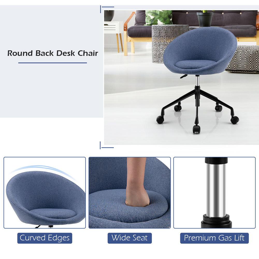 Costway Blue Modern Height Adjustable Swivel Accent Chair Image 7