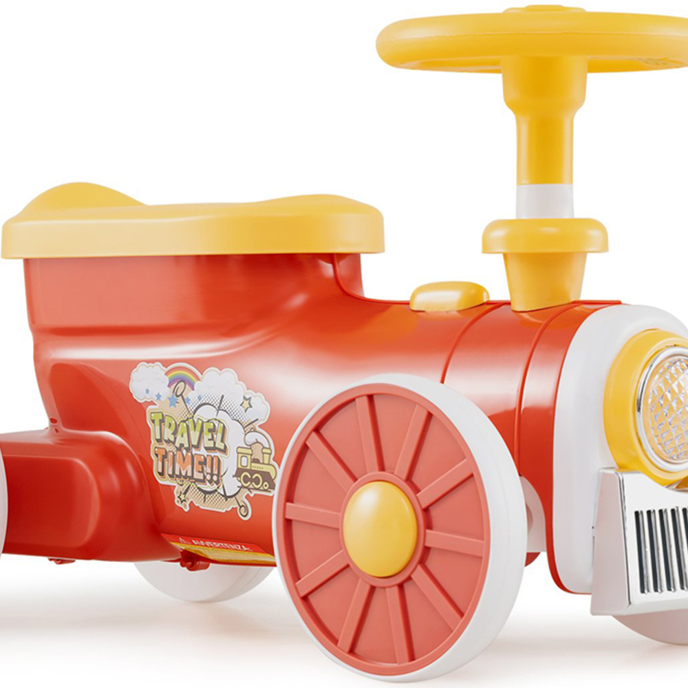 Costway Kids Orange Ride On Push Car Train with Sound Button and Storage Compartment Image 4