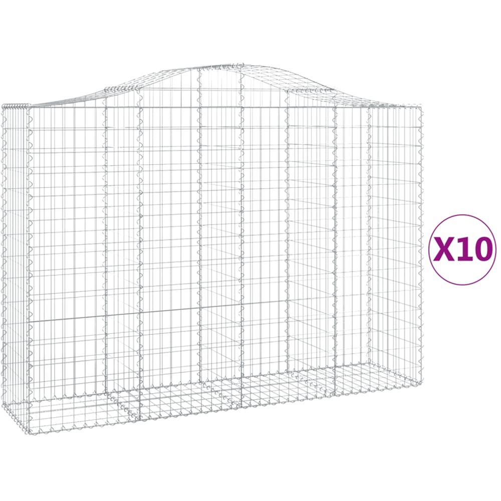 vidaXL Silver Galvanised Iron Gabion Basket 200 x 50 x 140/160cm 10 Pack Image 4