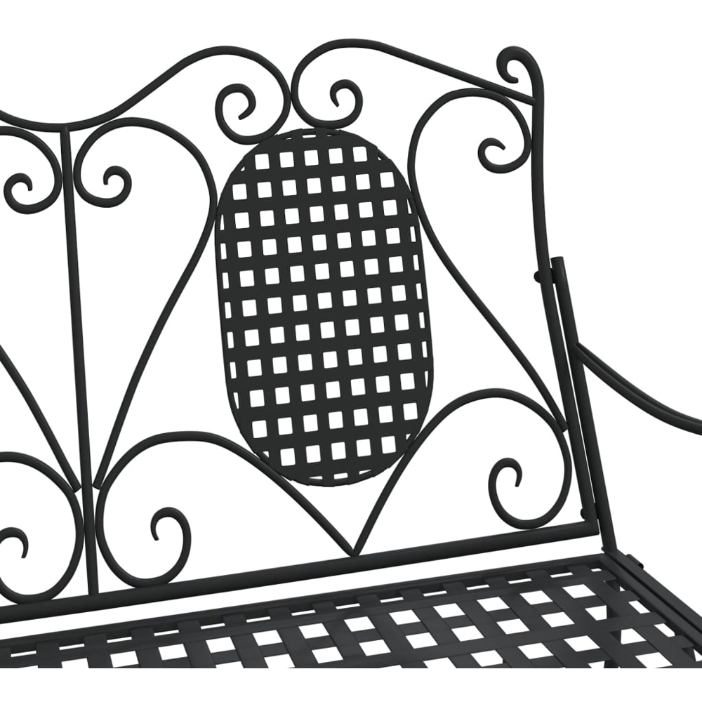 vidaXL 2 Seater Black Steel High Backrest Garden Rocking Bench Image 7