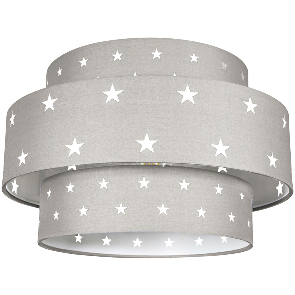 Happy Homewares 3 Tier Midnight Grey Cotton Pendant Shade with Stars Decor Image 6