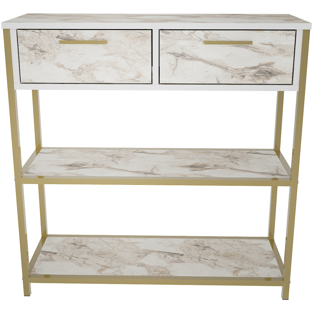 Decorotika Latho 2 Drawer and 2 Shelf White Marble Effect Sideboard Image 5