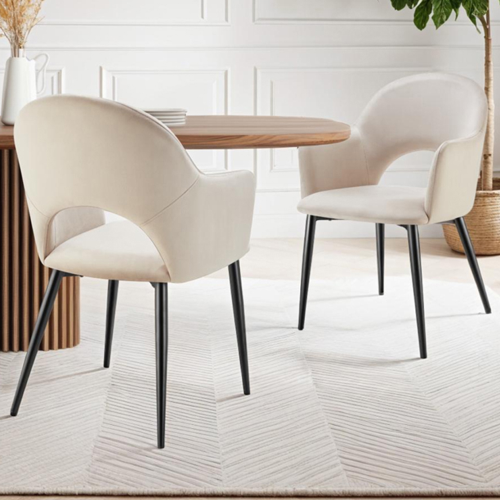 tectake Sasha Set of 2 Cream Dining Chair Image 1