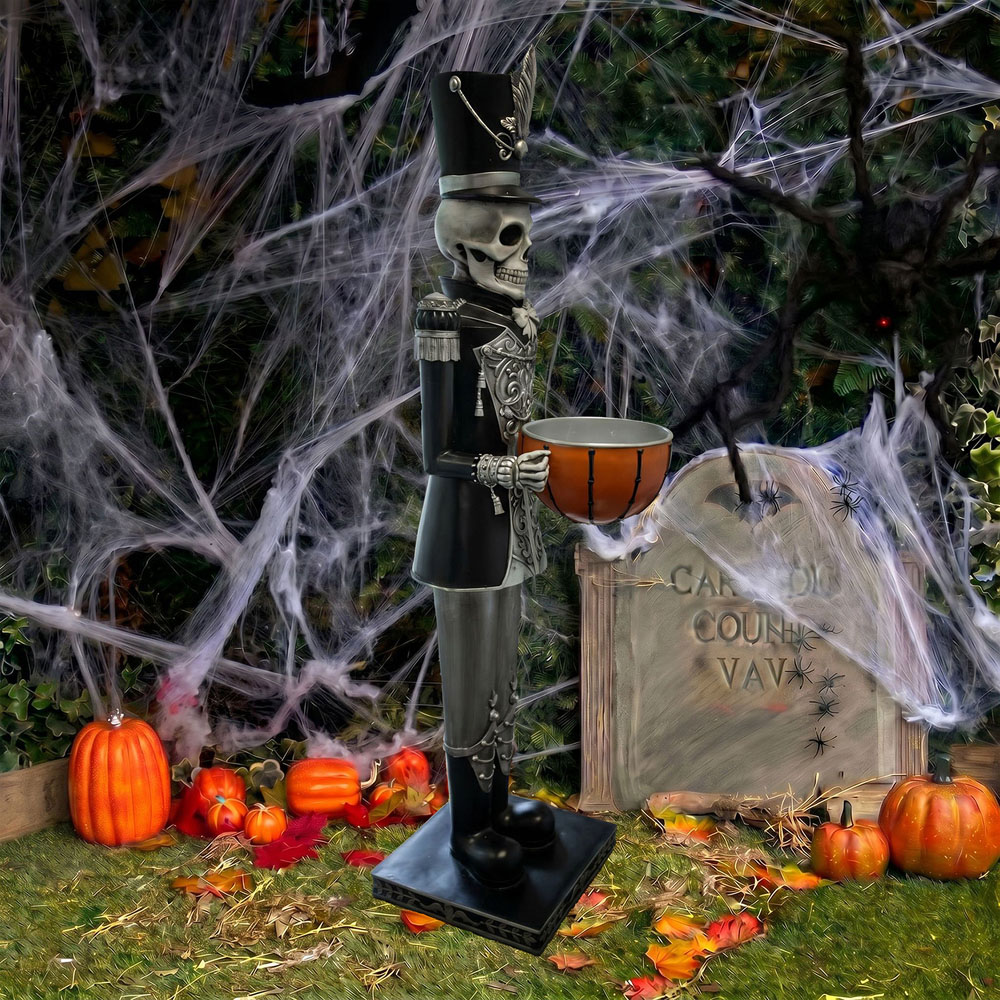 wilko Multicolour LED Halloween Skeleton Nutcracker with Bowl 4ft Image 3