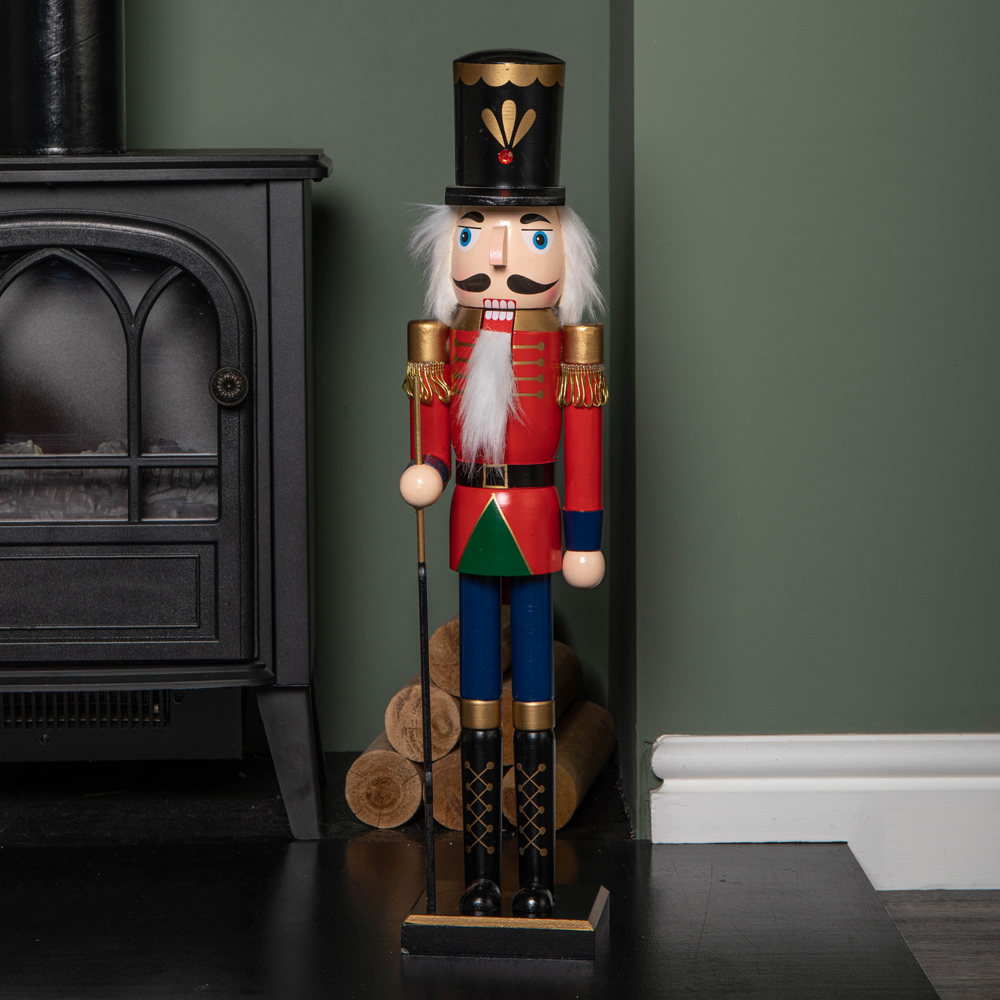 Samuel Alexander Wooden Nutcracker Soldier Decoration Red Jacket and Blue Trousers Image 2