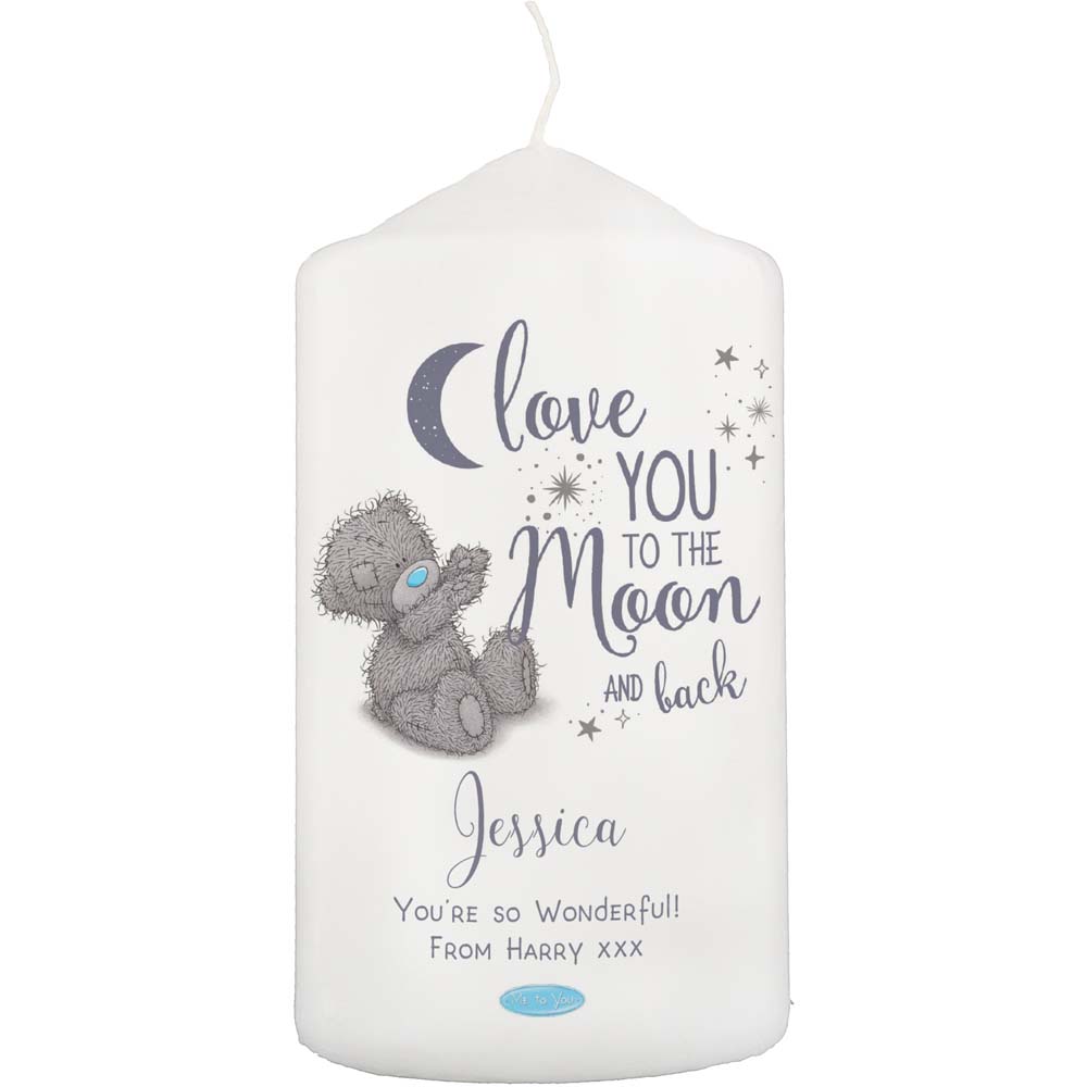 Personalised Memento Personalised Me to You Love You to the Moon and Back Pillar Candle Image 1
