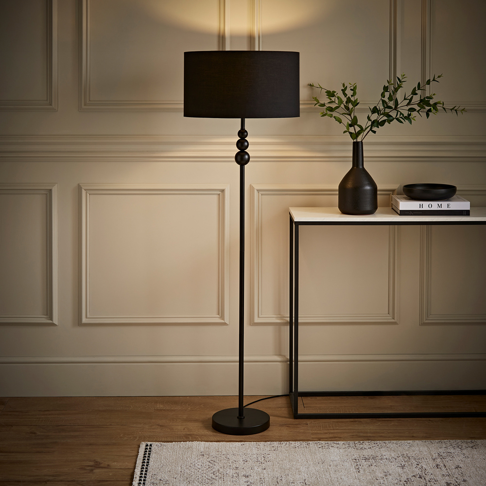 ValueLights Marissa Black Shade Black Ball LED Floor Lamp Image 2