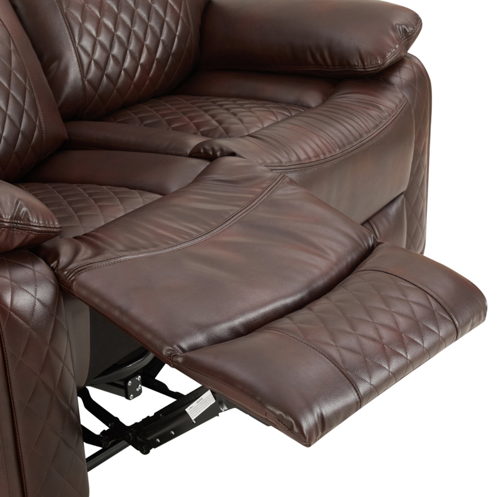 Home Detail Carson 2 Seater Brown Faux Leather Electric Recliner Sofa Image 6
