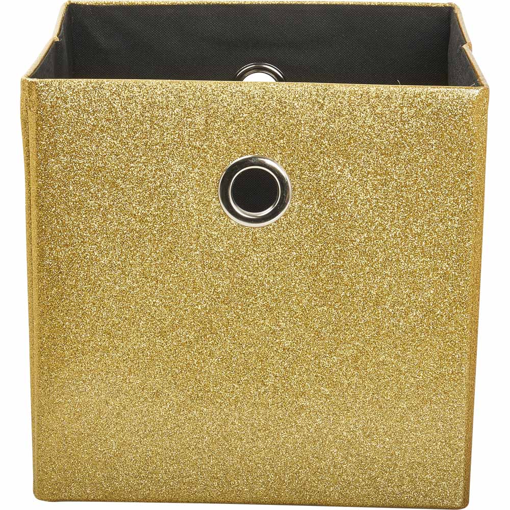 Wilko Gold Glitter Storage Box 30x30 Image 3