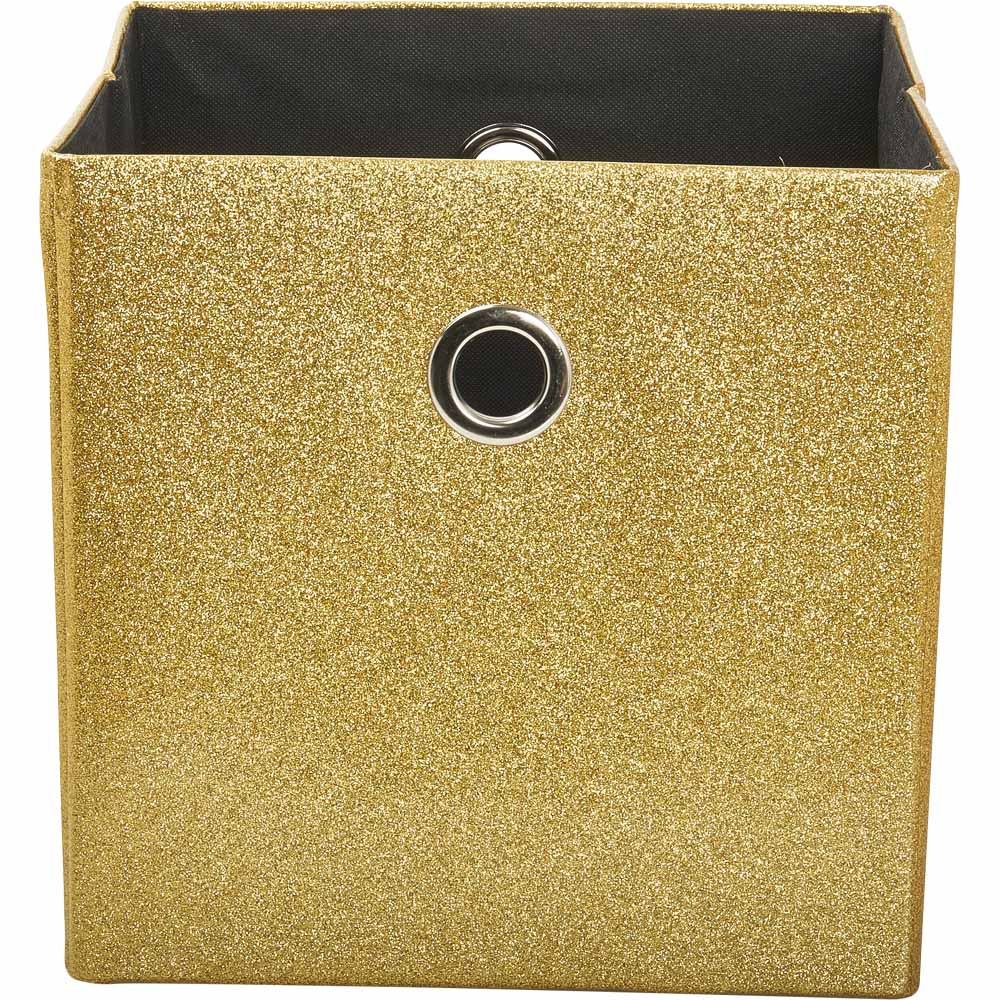 Wilko Gold Glitter Storage Box 30x30 Wilko