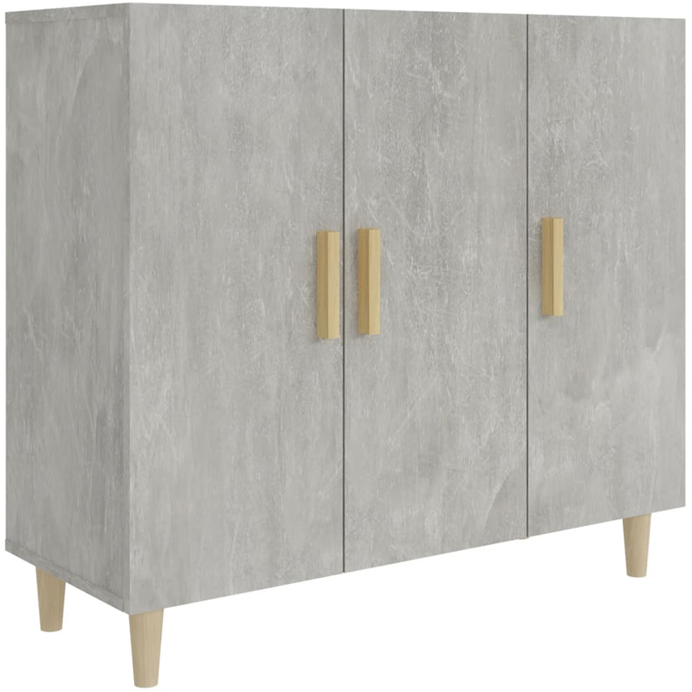 vidaXL 3 Door Concrete Grey Wooden Sideboard Image 2