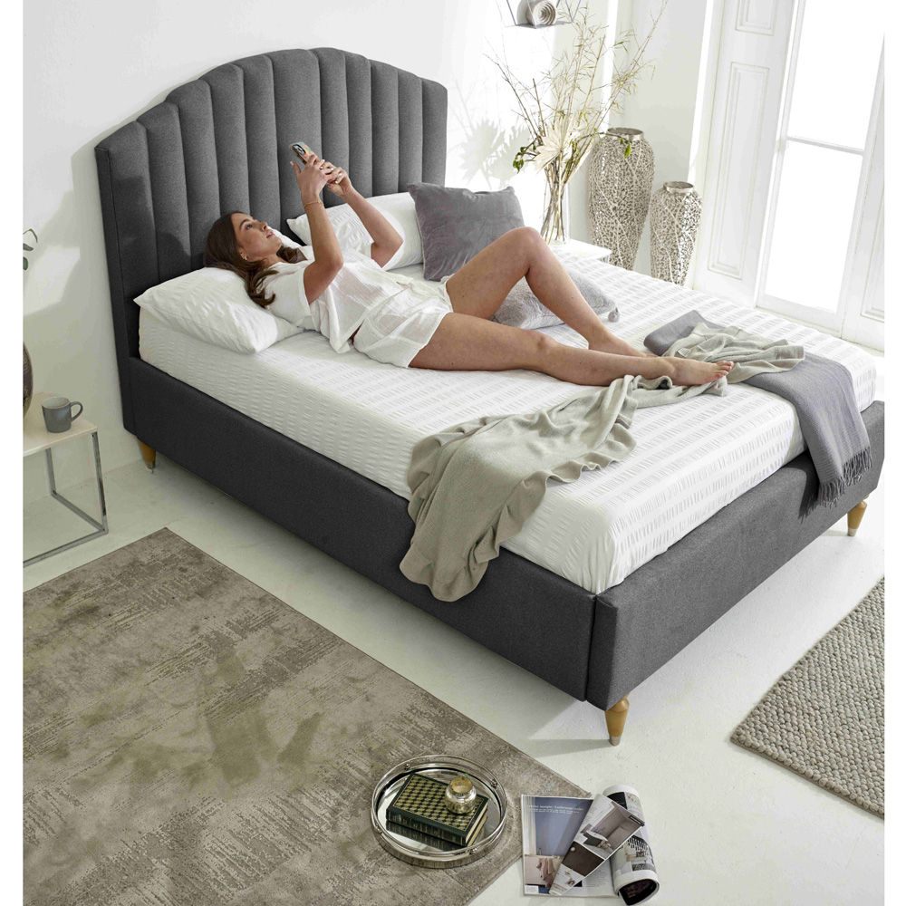 Eleganza Henrik Super King Size Steel Arlington Fabric Bed Frame with Curved Headboard Image 6